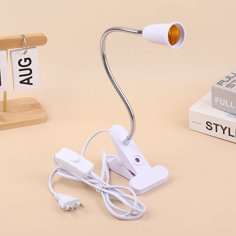 

E27 Clamp Light Socket with 1.8M EU Plug Cable, 360° Rotatable Clip-on Lamp Holder with Switch for LED Bulb, Indoor Lighting