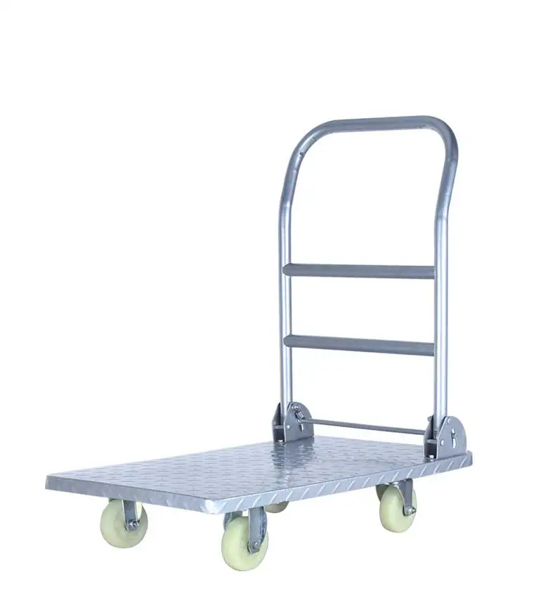 Steel trolley pulling cart moving car household flat car portable trailer folding small pull driver pulling car