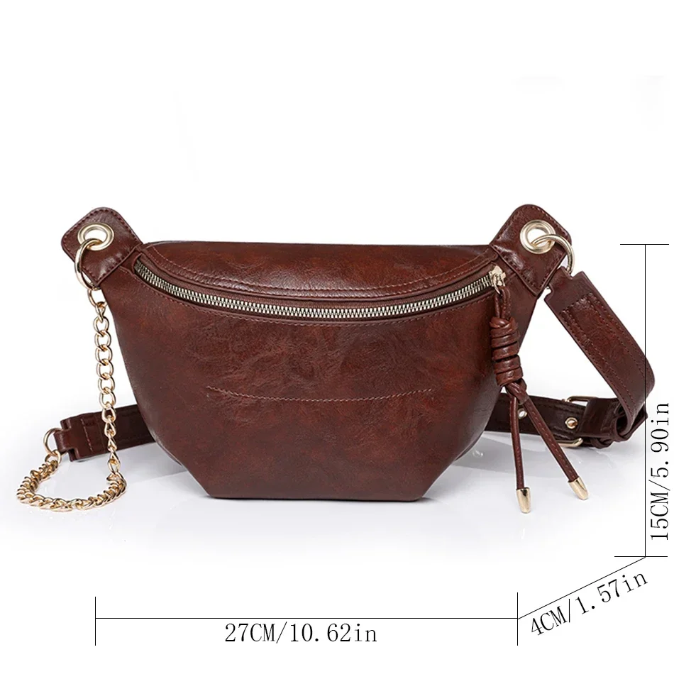 New Solid Color Pu Leather Women Waist Bags Luxury Famous Brand Shoulder Bag Chain Belt Crossbody Female Bag Bolsa Feminina Bags