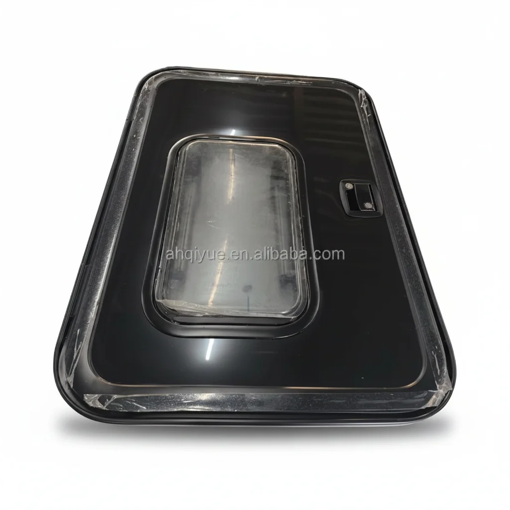 

RV Teardrop Door, 600 x 1200 mm Aluminum Trailer Entry Door with Push Window, Caravan Access for Camping Car Trailer
