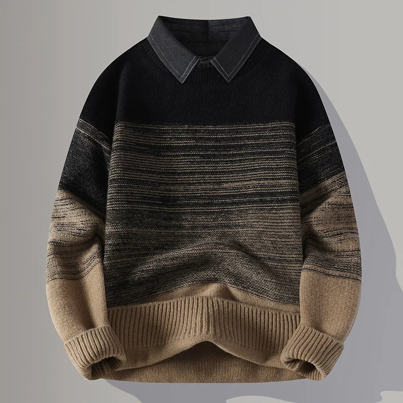 

Trendy irt Collar Sweater for Men Loose Fit Casual Winter Long Sve Breathable Knitted Top Faionable Autumn Winter irt
