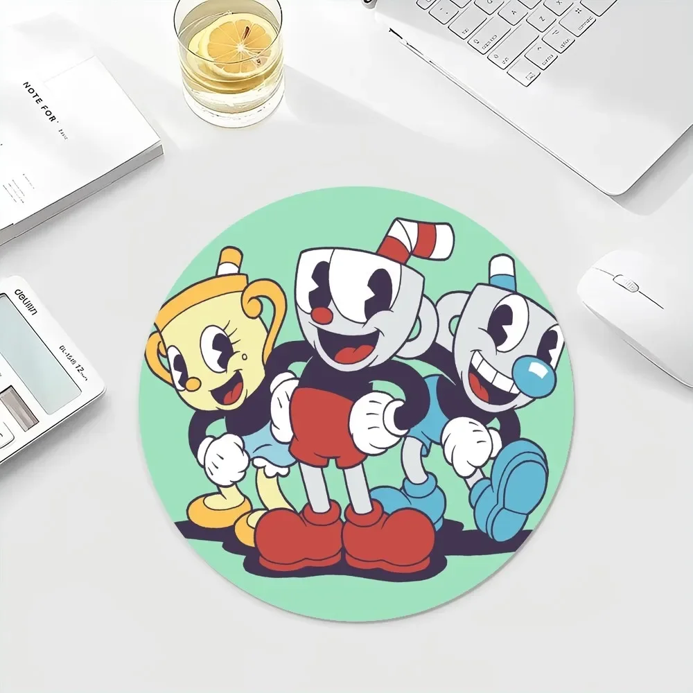 Cuphead APK Round Custom Skin Office Student Gaming Thickened Writing Pad Non-slip Cushion Mouse Pad Writing Desk Mats