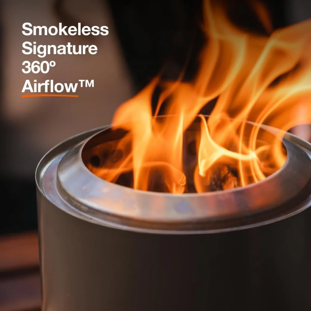 حفرة نار على سطح الطاولة بدون دخاني مقاس 7 بوصات مع حامل، محمولة للتخييم والفناء، من الفولاذ المقاوم للصدأ، وقود الخشب أو الحبيبات #2