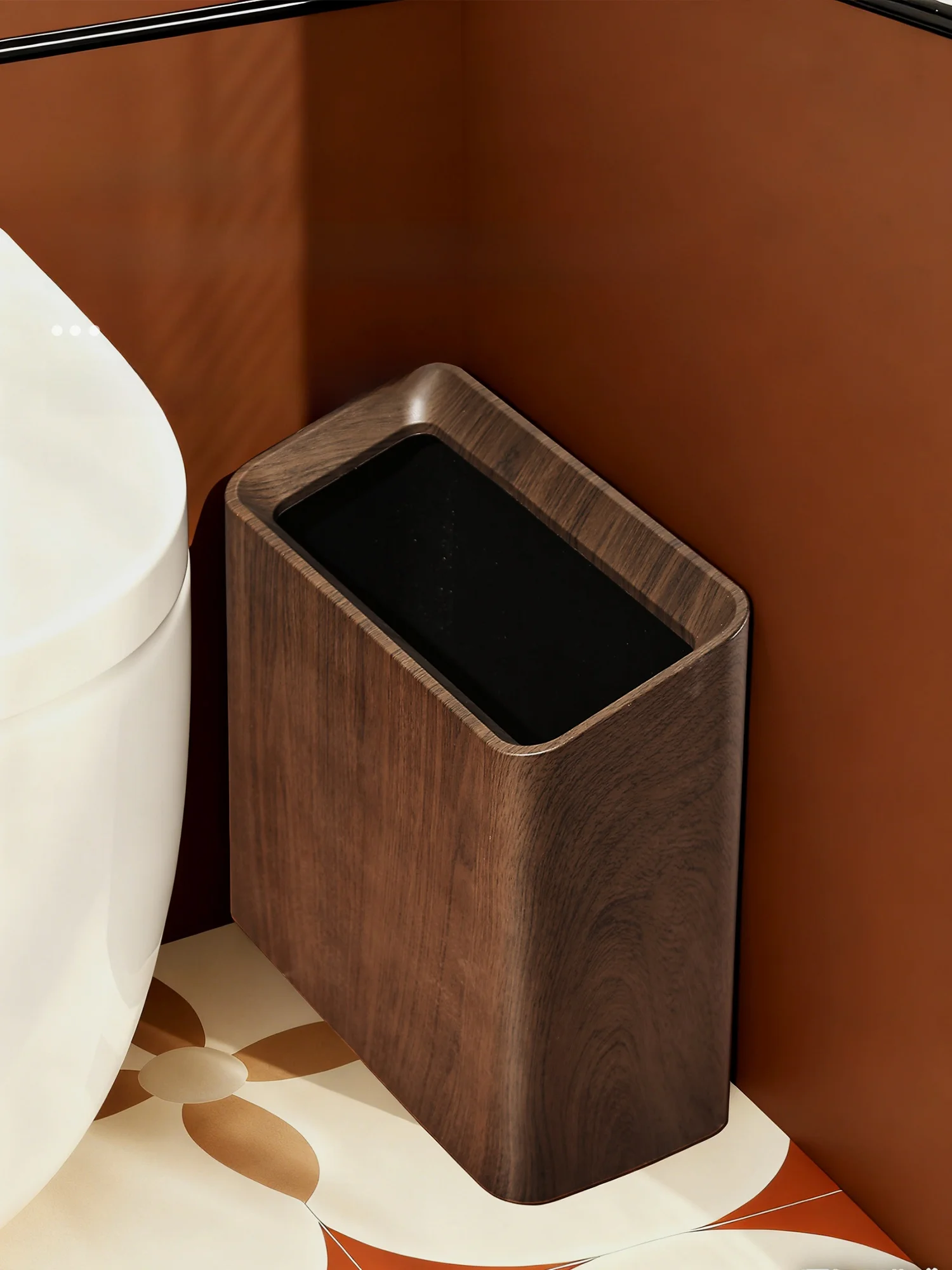 

Large Capacity Bathroom Trash Can Middle Ancient Style Toilet Paper Bucket Hand-Free No Dirty Hands Long Tube Shape Plastic