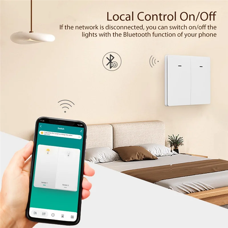 

FAAJ-NEO Tuya Wi-Fi Интеллектуальный европейский 2-сторонний механический переключатель управления освещением Tuya Wi-Fi ЕС Выключатель света Прочный Простой в использовании