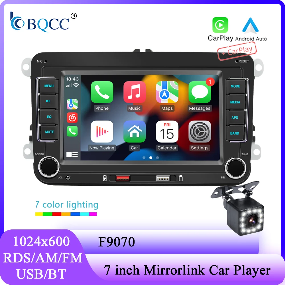 BQCC 2 Din 7“ MP5 Car Radio FM AM RDS Mirrorlink Carplay Android Auto Car Stereo For Volkswagen VW CC Passat B7 Polo Golf 5 6