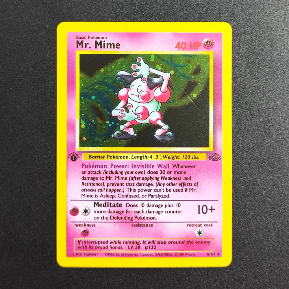 Proxy Pokemon Card EN Gym Challenge 1st Mr.Mime 6/64 Super Rare Collectibles Card Single Classic Anime Cards Toys