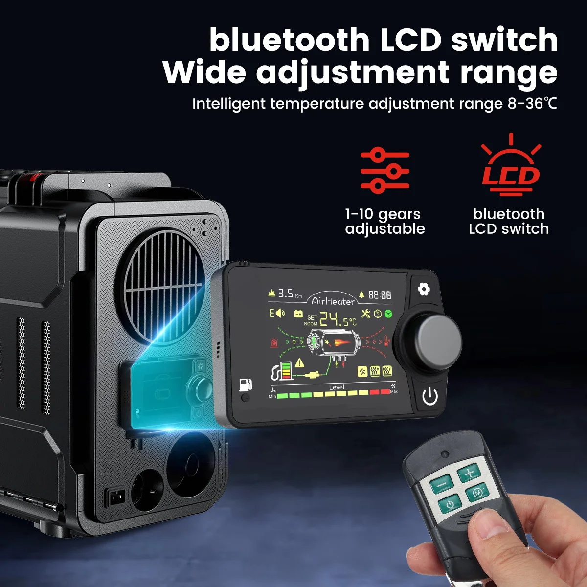 Diesel Lucht Kachel 12V 5kw Verstelbare Bluetooth App Afstandsbediening Geïntegreerde Parkeerverwarming Machine Voor Auto Rv