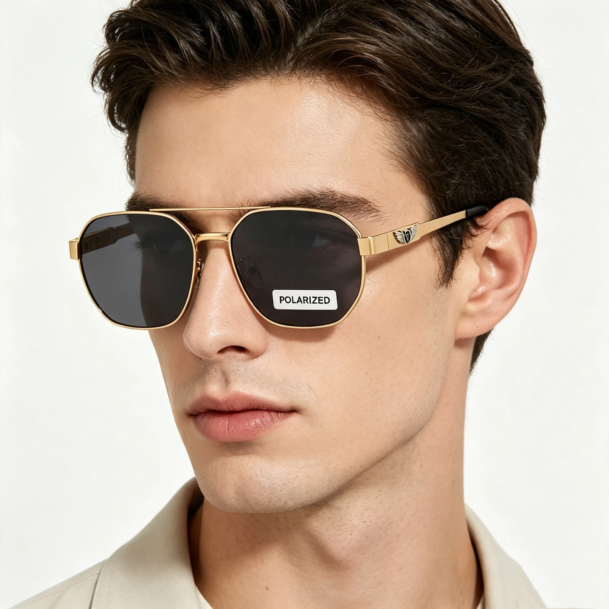 Fashion Octagonal Polygon Polarized Sunglasses for Men Women Metal Frame Fishing Temple UV400 Protection Casual Travel Shades