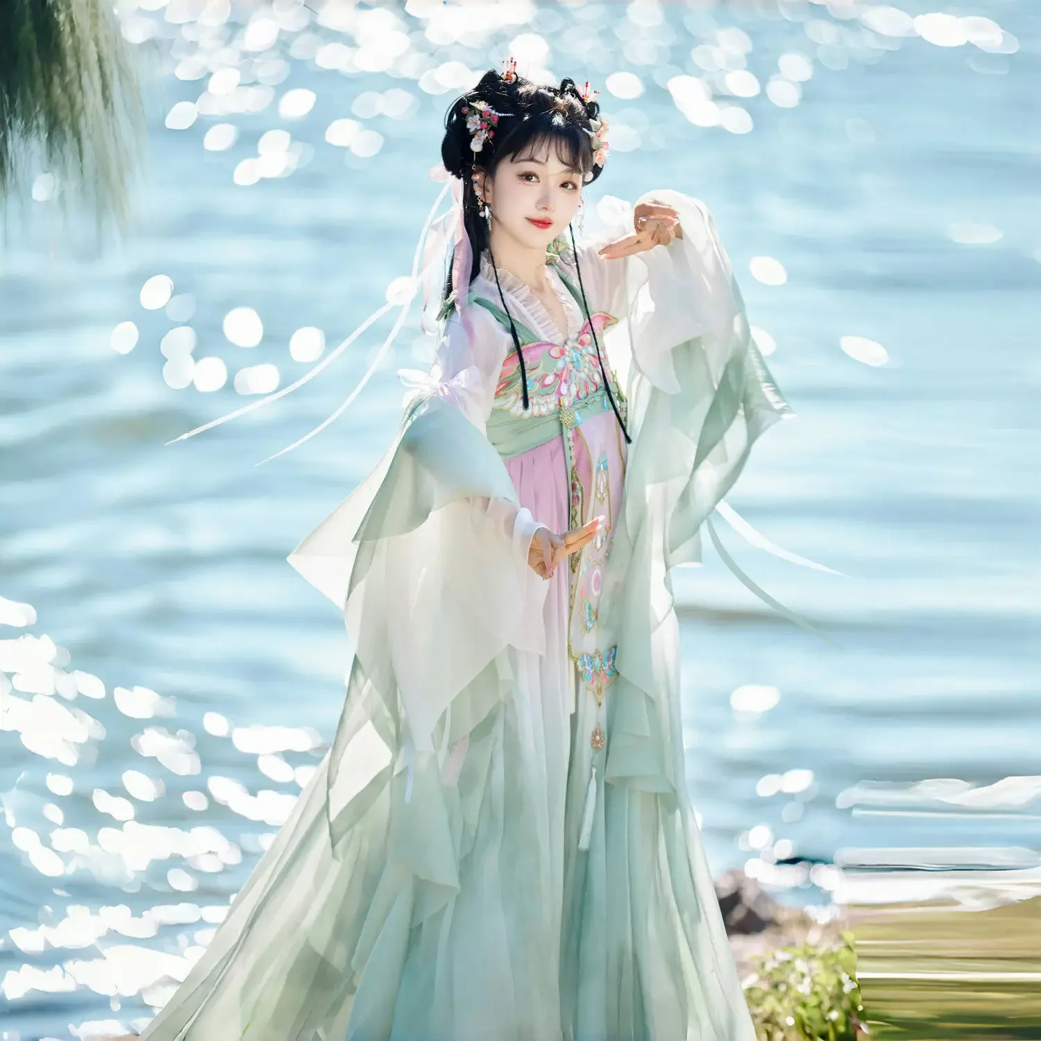 2026年新作中国伝統漢服ドレス-女性用-エレガントな妖精スタイル-シフォン漢服-刺繍入り-コスプレパーティー写真撮影用