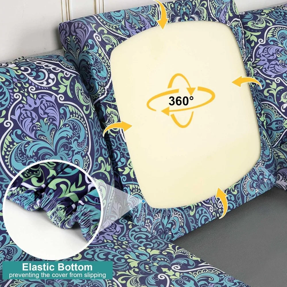 8 قطع من أغطية وسائد الفناء المطاطية للأريكة الخارجية، أغطية بديلة قابلة للغسل مع قاعدة مرنة #3