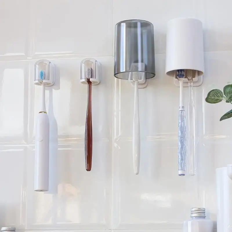   Bathroom Toothbrush Storage Solution For Families Saving Space Wall Mount