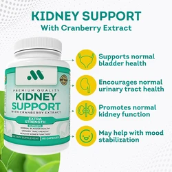 Cranberry Extract Kidney Supplement - Cleaning, Detoxification, and Repair - Urinary Tract Health and Bladder 60 Capsules