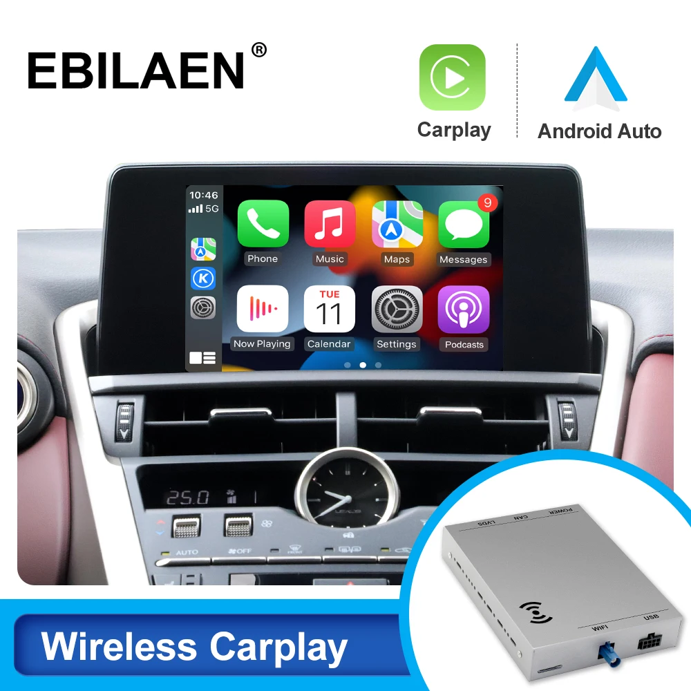 Caixa de módulo sem fio carplay android auto para lexus es es200 nx rx gs ls lc ux espelho link airplay usb vídeo câmera reversa