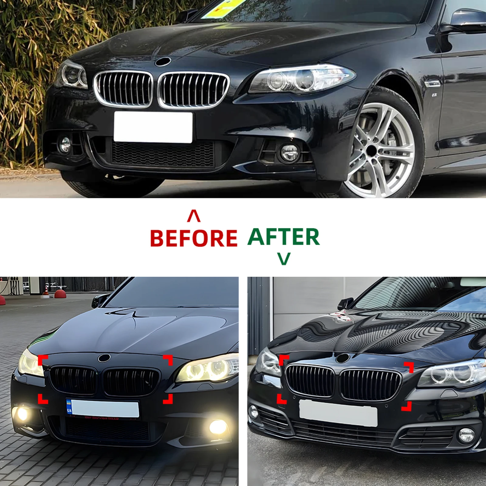 

Car Front Kidney Grille Mesh Center Grill Hood For BMW 5 Series F10 F11 2011-2017 Single/Double Line Front Bumper Racing Grill