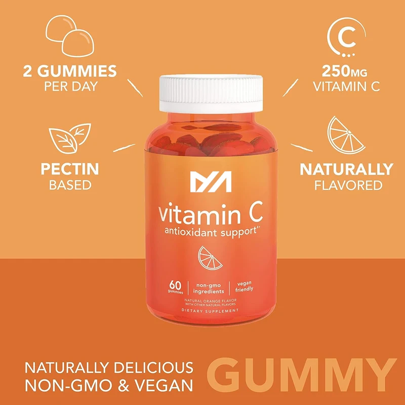 Vitamin C gummies | gelatin free, vegetarian certified and non genetically modified certified | immune and antioxidant support