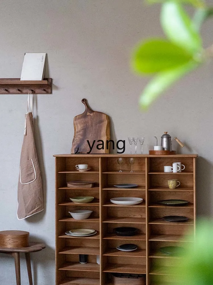 Yjq wall hanging storage wall cabinet wall bookshelf black walnut original solid wood display magazine