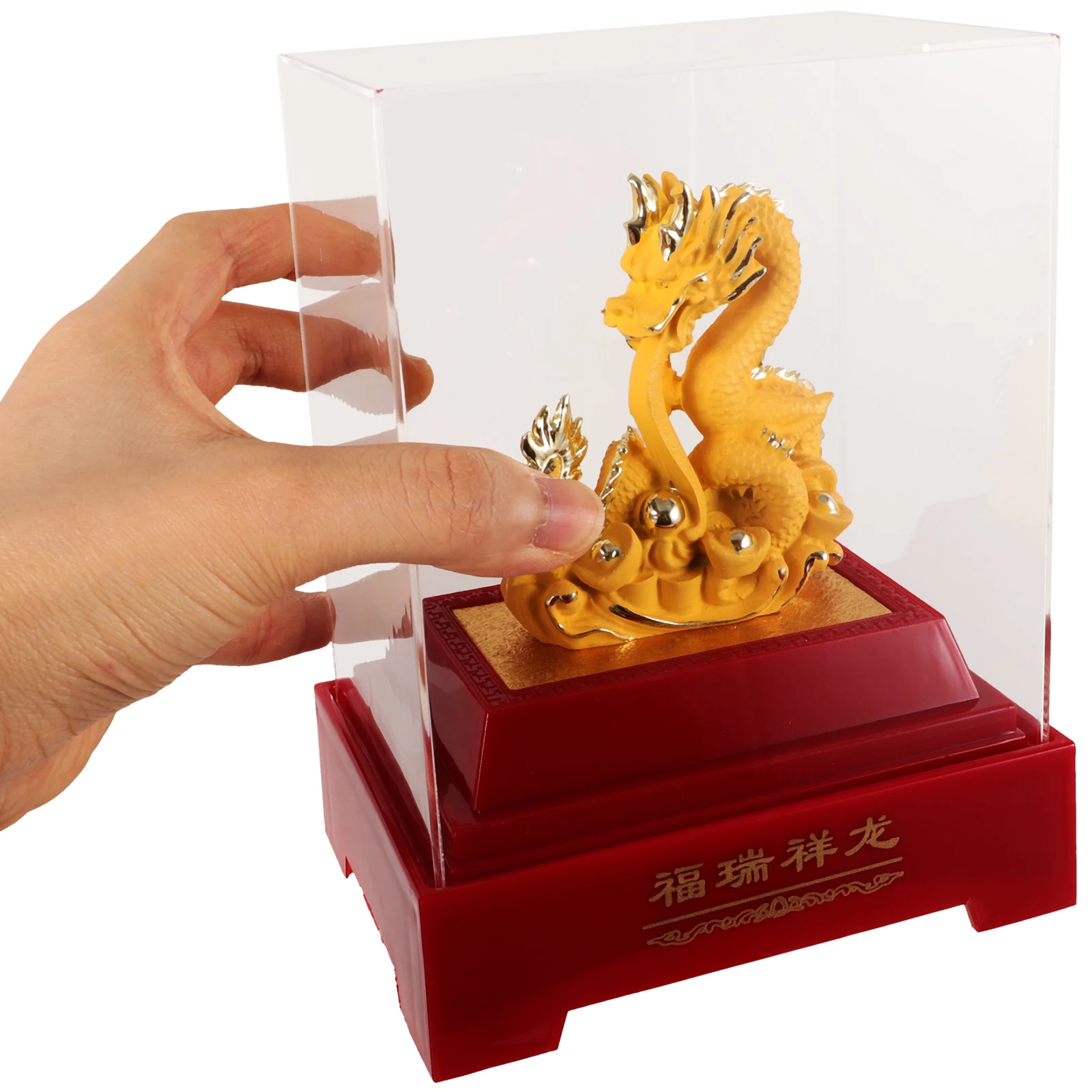 

Golden Dragon Statue Handmade Alloy Plastic Figurine Vivid Decorative Home Car Ornament Zodiac Gift