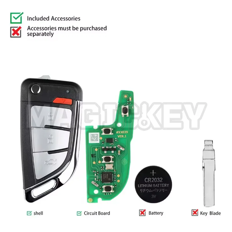1 peça xhorse xekf20en vvdi super remoto com chip xt27a xt27a66 funciona para vvdi2/vvvdi mini ferramenta chave/ferramenta chave vvdi max