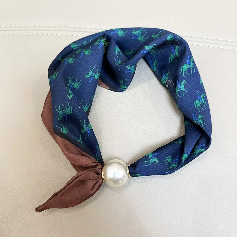 Elegante Parel Staart Magnetische Sluiting Sjaal 2025, Zomer Nieuwe Veelzijdige Ademende Mode Artistieke Accessoire Hals Wrap Sjaals