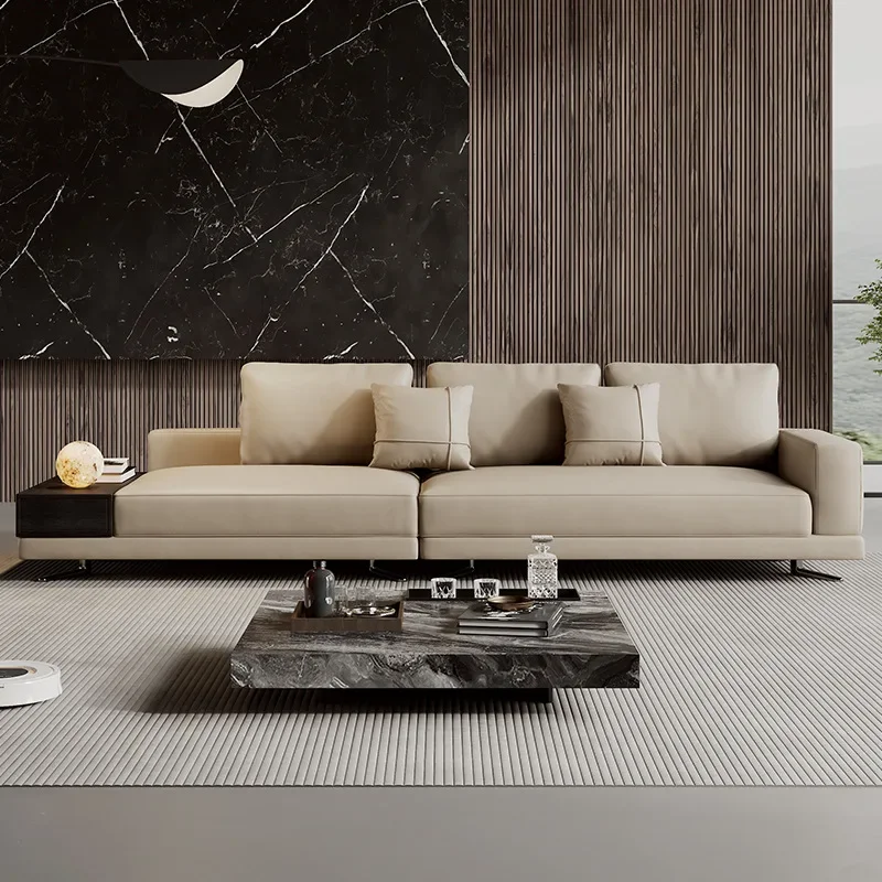 Italian Mondrian leather sofa home minimalist living room large apartment modern simple villa large flat corner