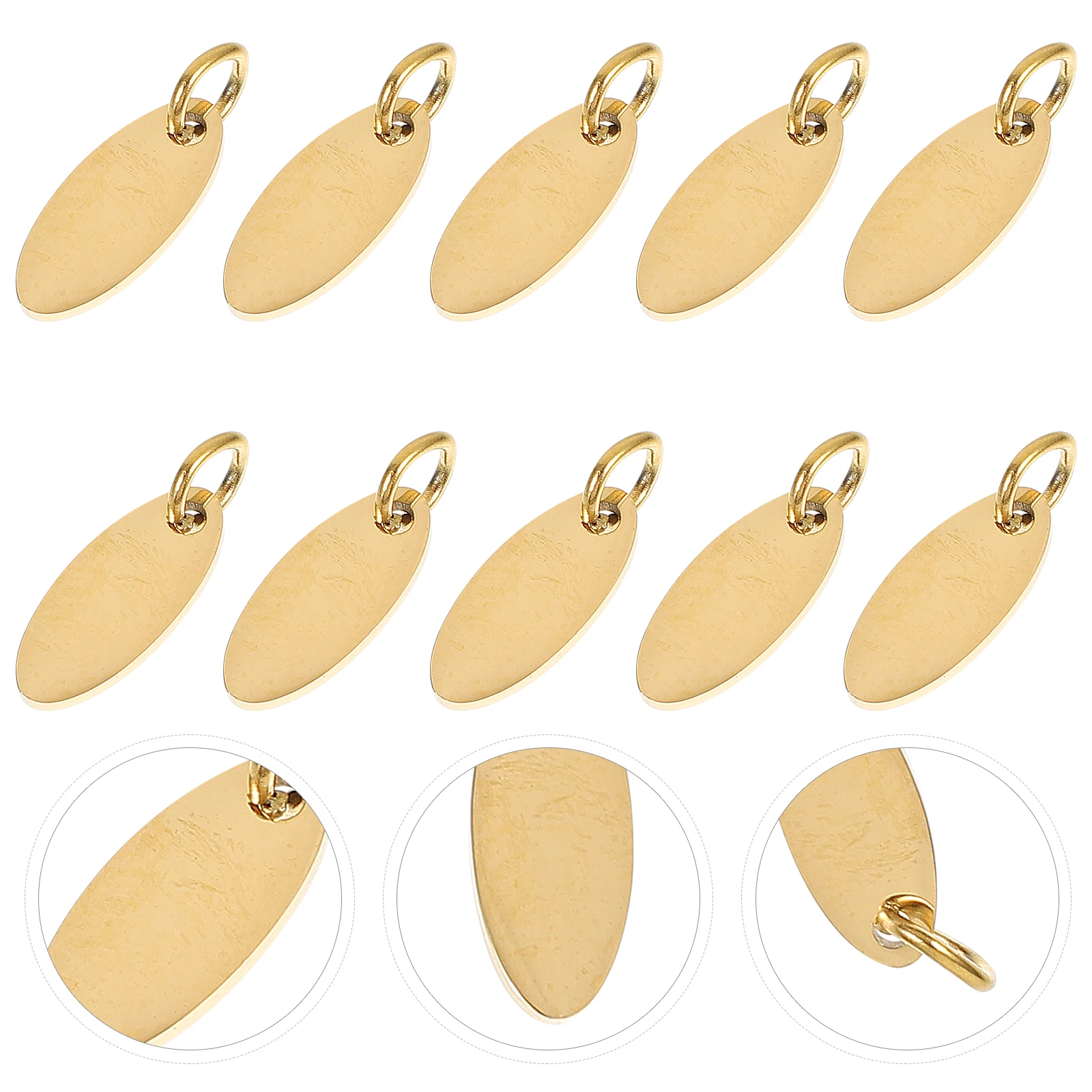 

Blank Stamping Tags Stainless Steel Charms DIY Material Unfinished Name Pendant Oval Shape Jewelry Making Craft Supplies
