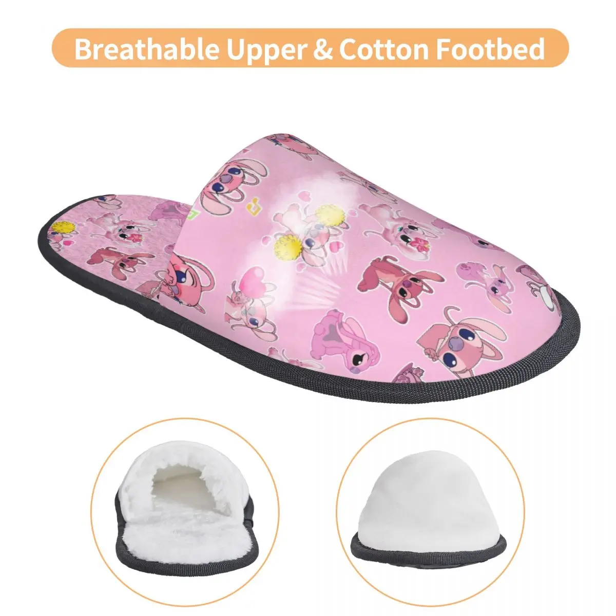 Cute Cartoon Angel Slippers Living Room Lilo and Stitch Soft Memory Foam Slides Anti Slip