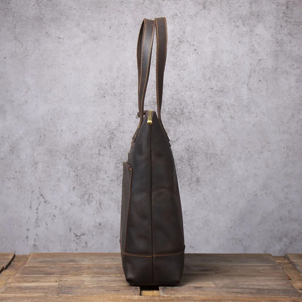 Vintage-Umhängetasche aus hochwertigem Leder für Herren, Aktentasche für Männer, Business-Handtasche, Laptoptasche – Detail 8