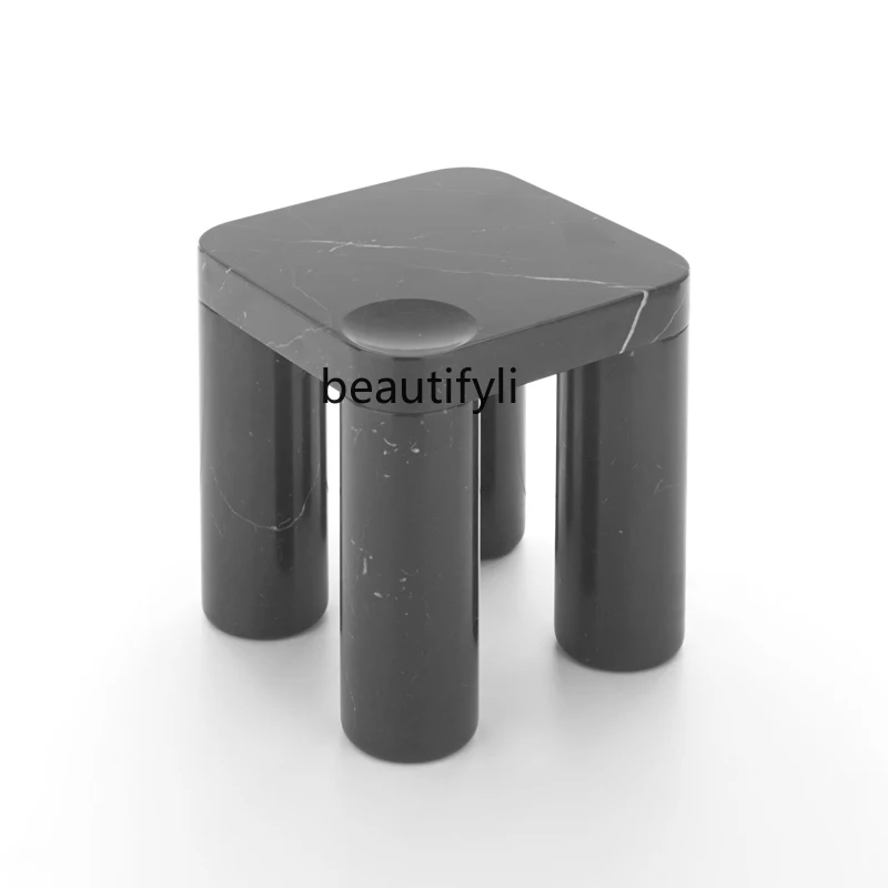 

yj Modern Simple Coffee Table Super Narrow Mini Natural Black and White Root Marble Corner Table Creative Side Table