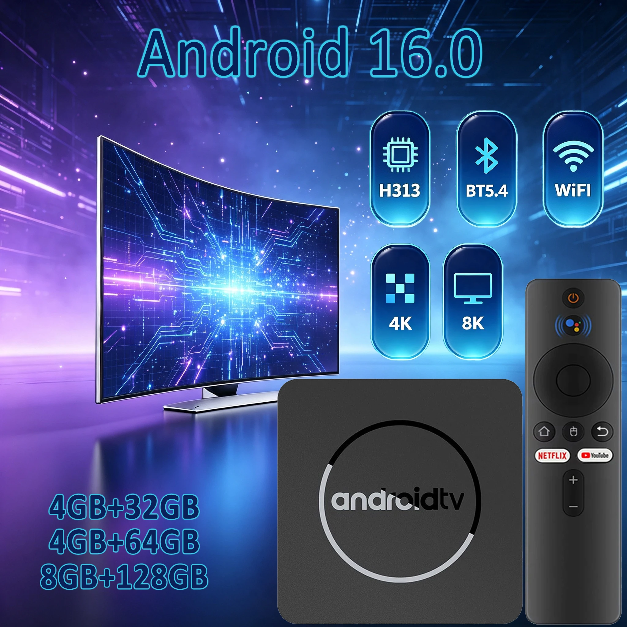 Home Cinema Media Player - Boîtier Smart TV Android 16 Q10
