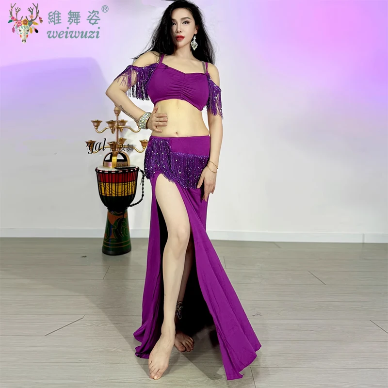 

Belly Dance Costumes Set Wear Outfit Skirt and Top 2pcs Set For Adult Women Stage Performance Practice Worksuit Clothes Suit