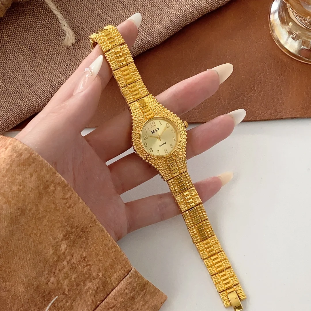 Женские часы, новые винтажные брендовые часы с ремешком из сплава, женские часы-браслет, элегантные золотые женские часы с круглым циферблатом, наручные часы Reloj Mujer