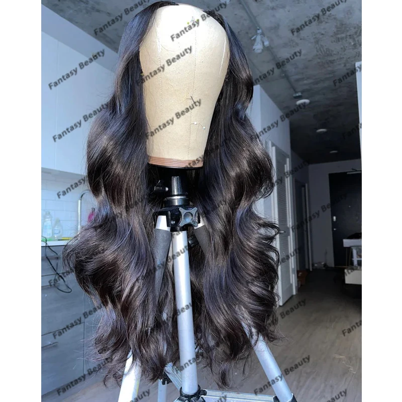 Brazilian 100% Remy Human Hair Glueless Middle U Part Wigs Adjustable Straps with 6Clips  200Density Body Wave Top Hair Quality