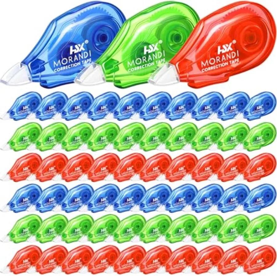 

60 Pack White Correction Tape Bulk 19.7 ft Red Green and Blue Correction Strips Easy to Use Applicator for Office Supplies
