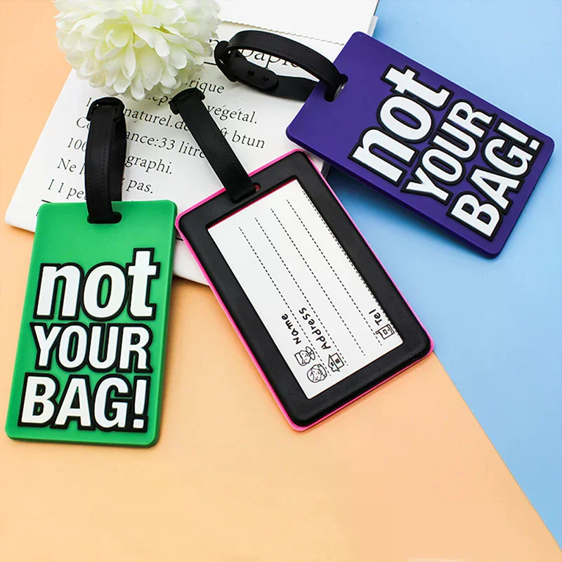 

1PC Geometric Luggage Tags Suitcase ID Addres Holder Baggage Bag Tag Silicone Pvc Soft Label Travel Accessories Luggage Tag