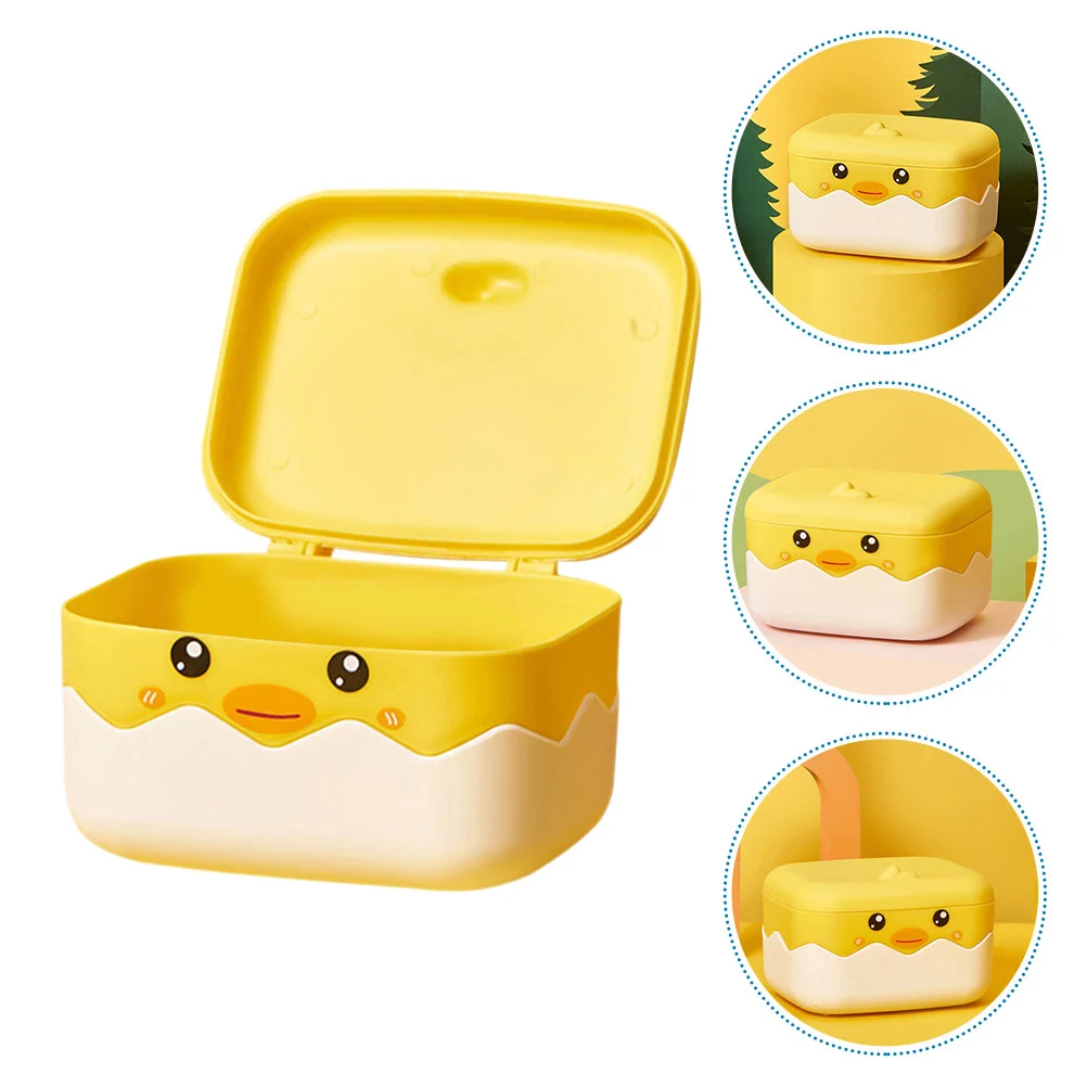 2 Pcs No Punching Little Yellow Duck Soap Box Travel Case Dishes with Drain 1300X1050X800CM Pp Plastic Sponge Holder