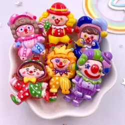 6PCS Mixed Resin Colorful Kawaii Comical Clown Flat back Stone Figurines  Cartoon Scrapbook DIY Bow Decor Accessories Crafts OM4
