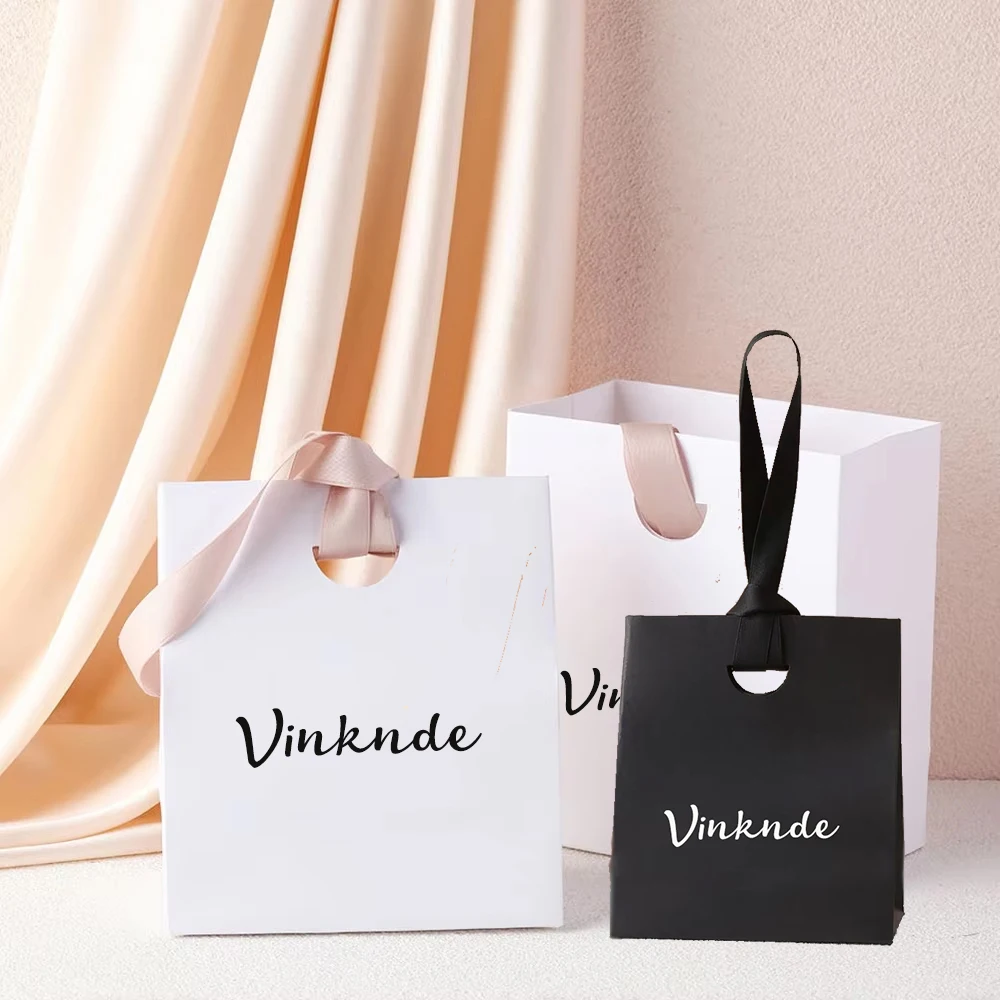 

Custom Printed Kraft Party Favor Bags Bulk Luxury Ribbon Handle Gift Sacks Bridal Showers Kids Birthdays Wedding Guest Gifts Eco