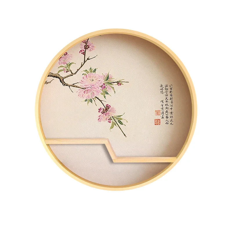 New Chinese Style Porch Circular Wall Shelves Corridor Creative  Shelf Tea House Setting Wall Hang A Picture Wall Shelf