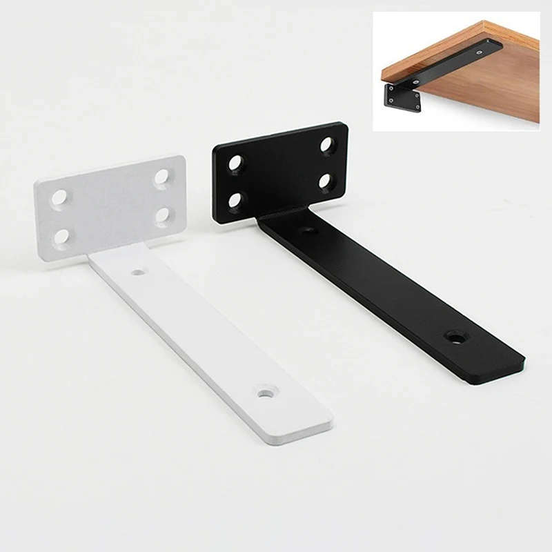 New 1 Set Heavy Duty Cast Iron Shelves Brackets Floating Shelf Brackets 4MM Thicked Invisible L Brackets For Shelves Support