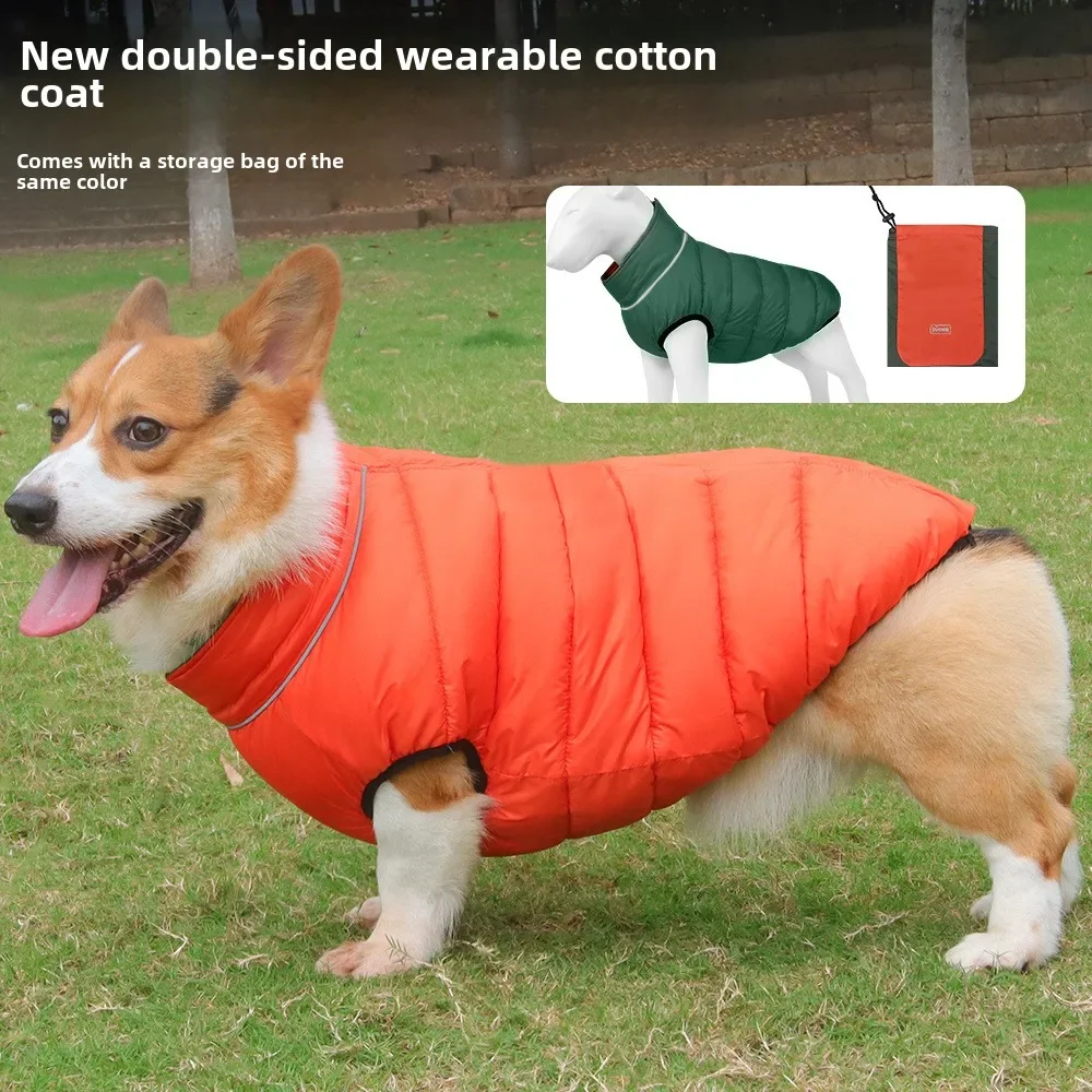 Autumn and Winter New Pet Clothing Double-sided Warm Dog Cotton-padded Clothes One Winter Dog Clothes Pet Supplies