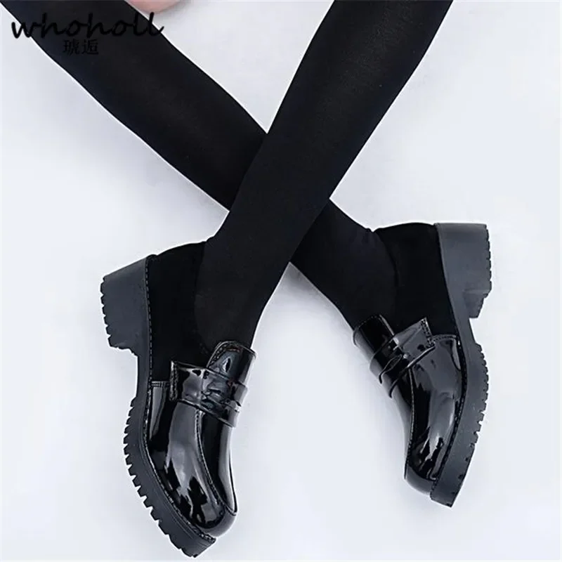 WHOHOLL Cute Lolita Girl Women Maid Boots Shoes Round Toe Leather Shoes Japanese JK High School Uniform Kawaii Anime Cosplay