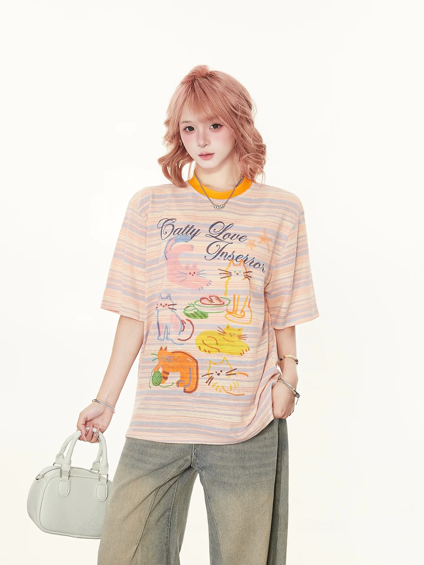 Summer Clothing Old Money - Dopamine Style Cute Cartoon Print Striped