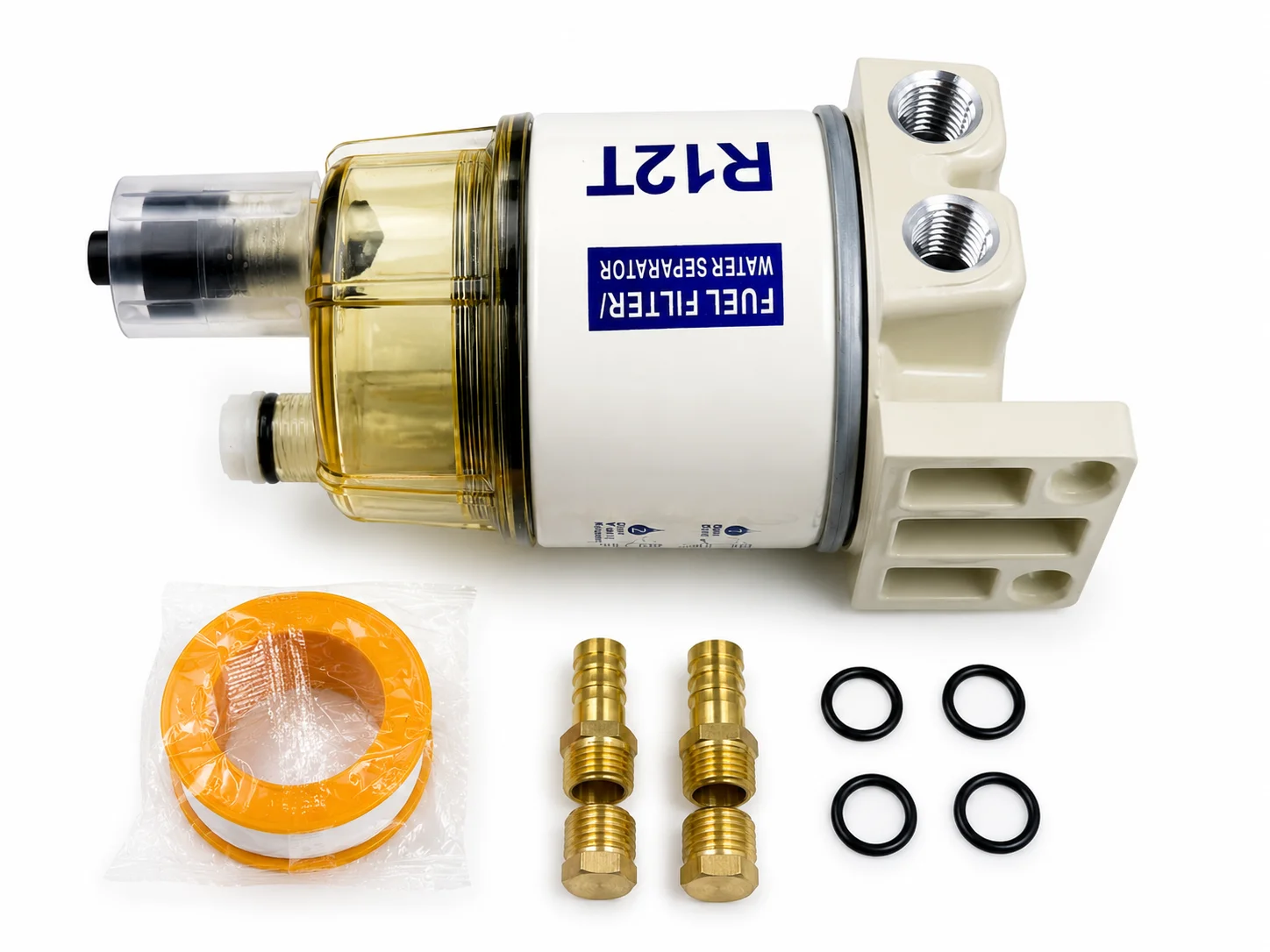 R12T Marine Fuel Water Separator Filter Complete Kit, Spin-On Fuel Filter Replacement for S3240 120AT, 10 Micron Fuel Water Sepa
