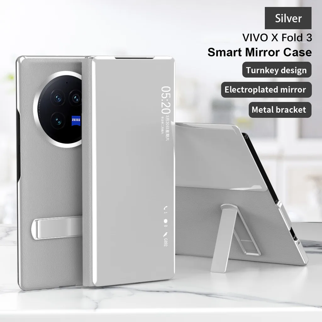 

Mirror Smart View Flip Case For Vivo X Fold3 Pro Fold3 Leather Holder Stand Phone Cover