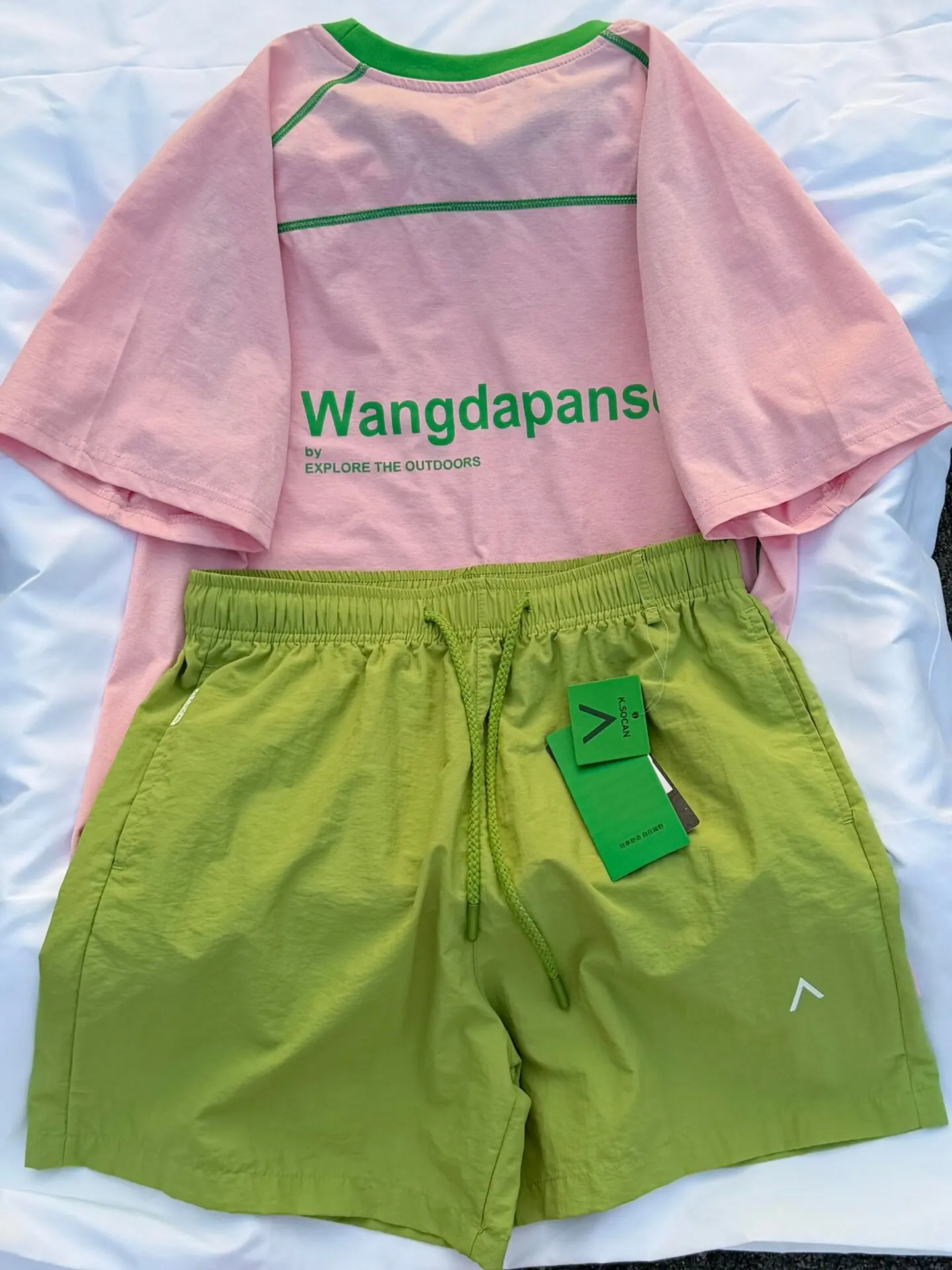 Outdoor Sports Badminton Quick‑Drying Set For Women's Summer Mountain Ice Silk Cool Riding Pink Short Sleeved Green Shorts