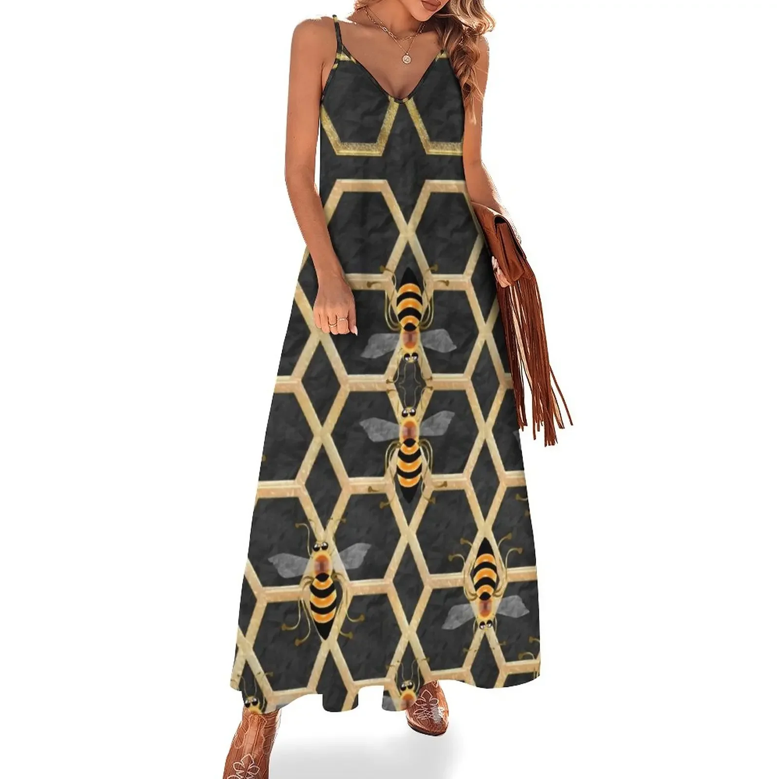 BEE 141 ON BLACK. Sleeveless Dress beach outfits for women women long dresses Beachwear