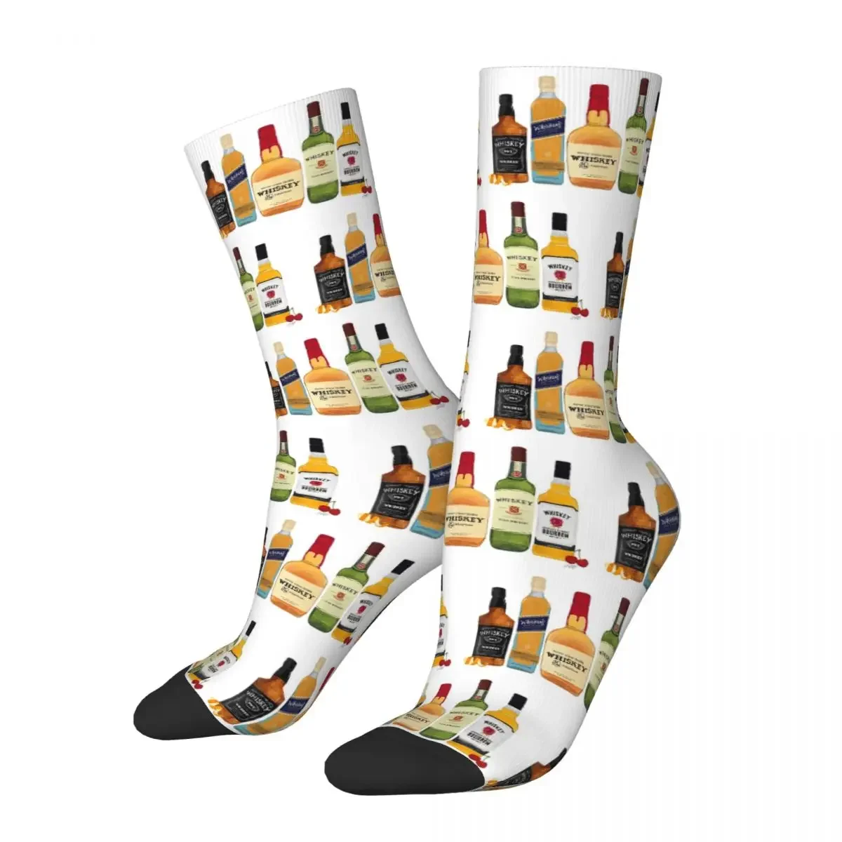 

Whiskey Bottles Illustration Socks Harajuku Sweat Absorbing Stockings All Season Long Socks Accessories for Man's Woman's Gifts