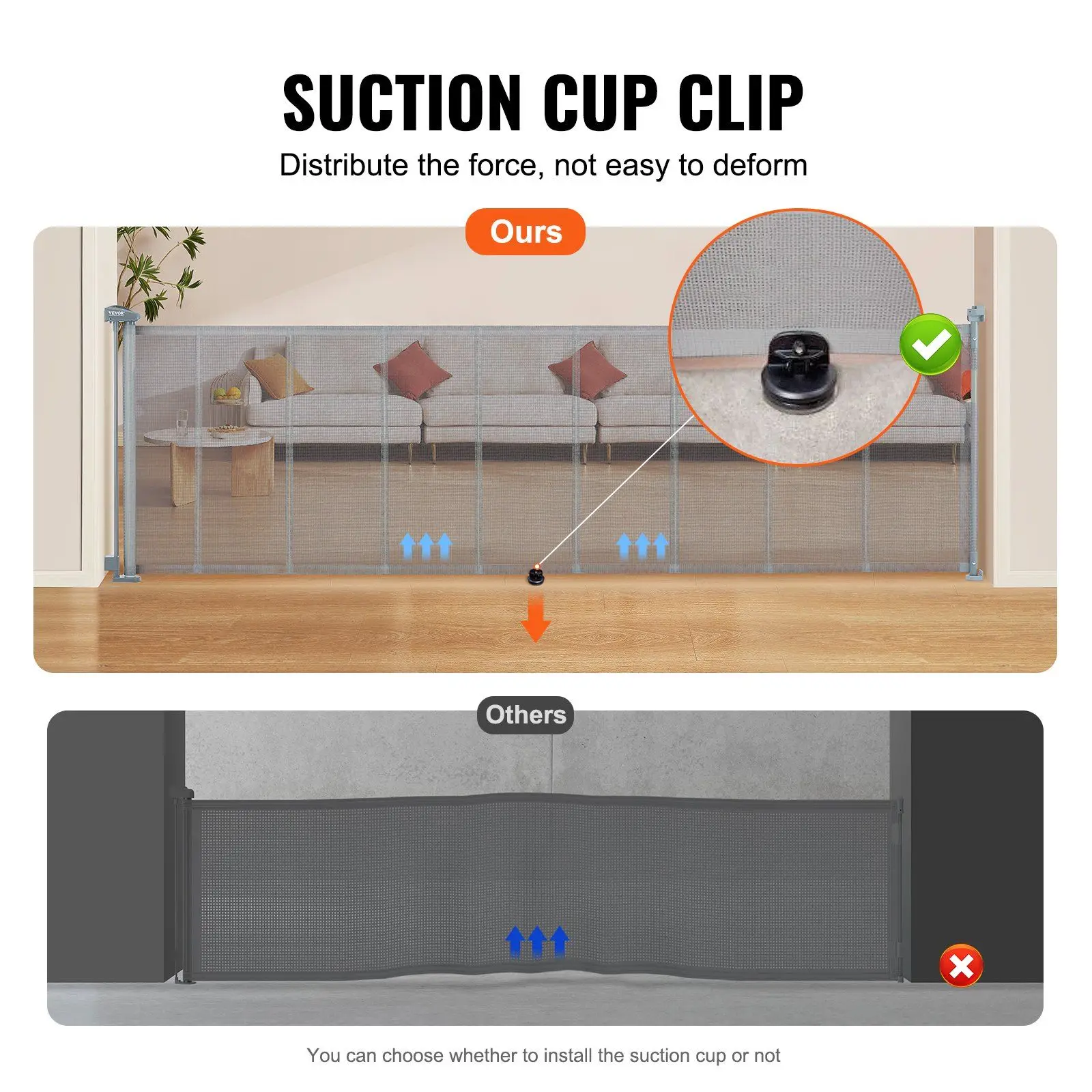 Retractable Baby Gate, 34.2" Tall Mesh Baby Gate, Extends up to 116.1" Wide Retractable Gate for Kids or Pets, Retractable Dog