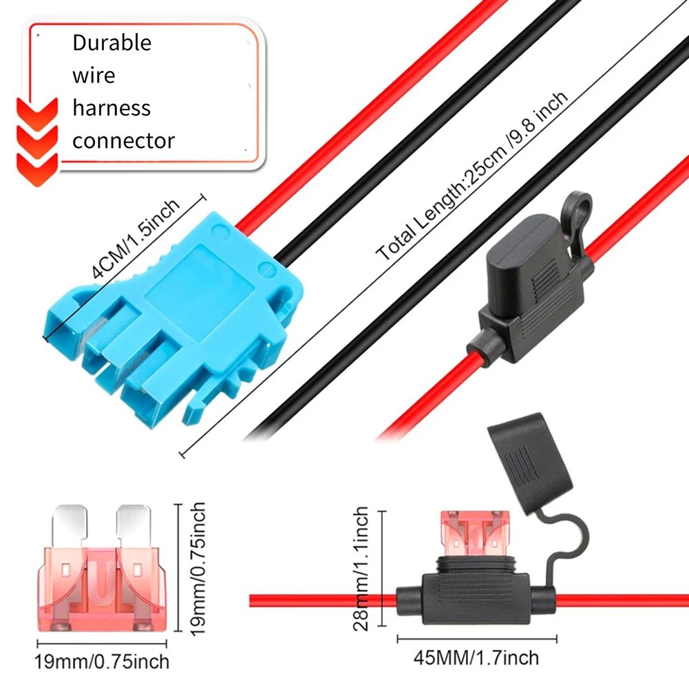 A56XQ For Peg Perego 12V SLA Battery 12AWG Wiring Harness Connector with 40A Fuse for Fisher Price Riding Battery